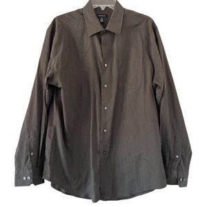 Van Heusen Men’s Large Brown Pin Stripe Button Down Shirt